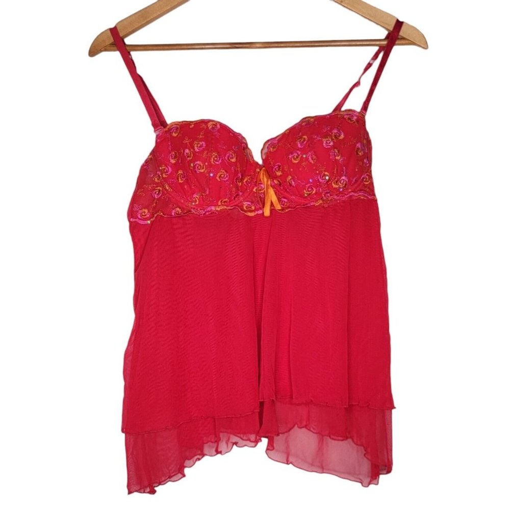 Victoria's Secret 34C Sexy Little Thing Red Lace Babydoll Lingerie‎ Top